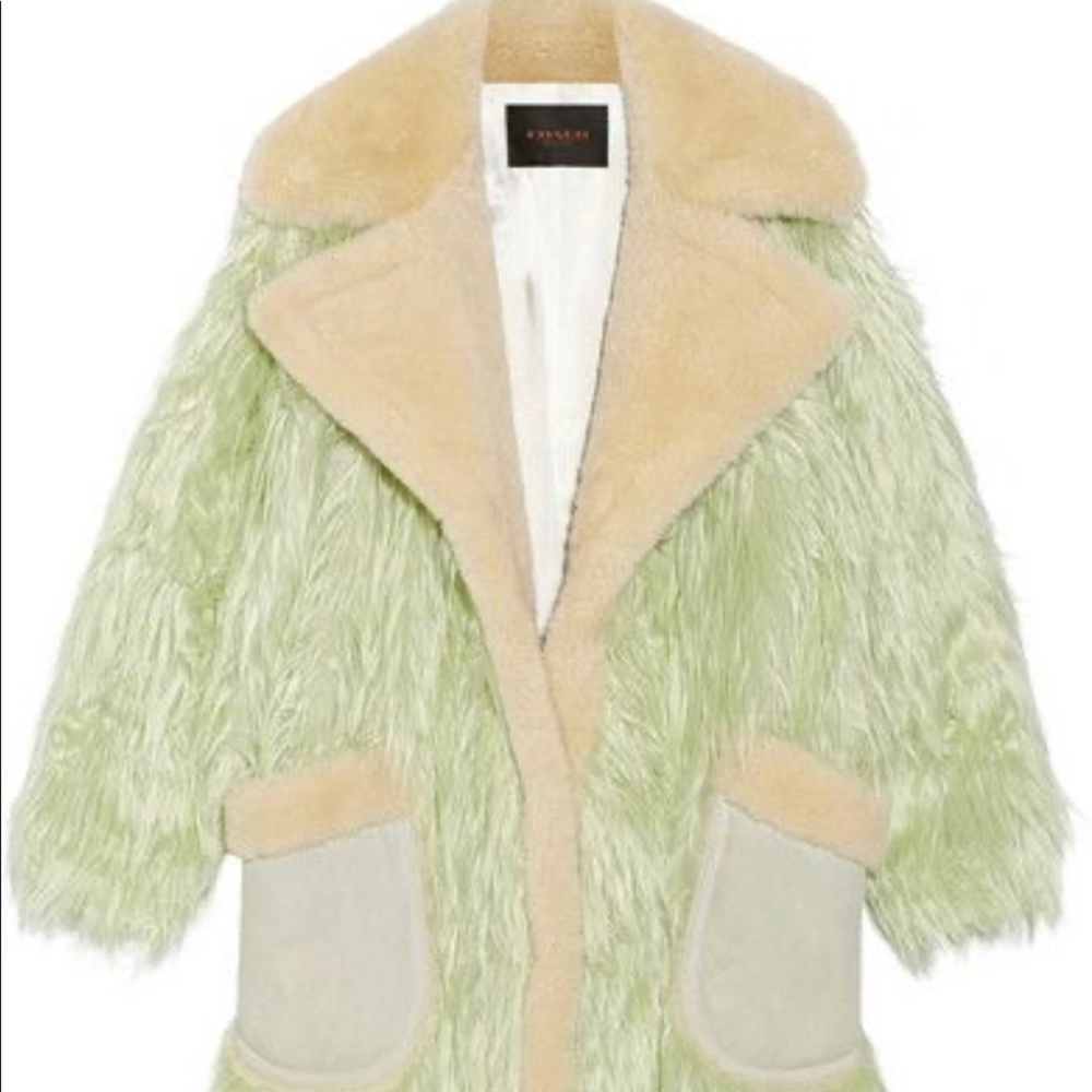 🚫SOLD🚫 COACH *rare* Mint Green Fur Coat sz L